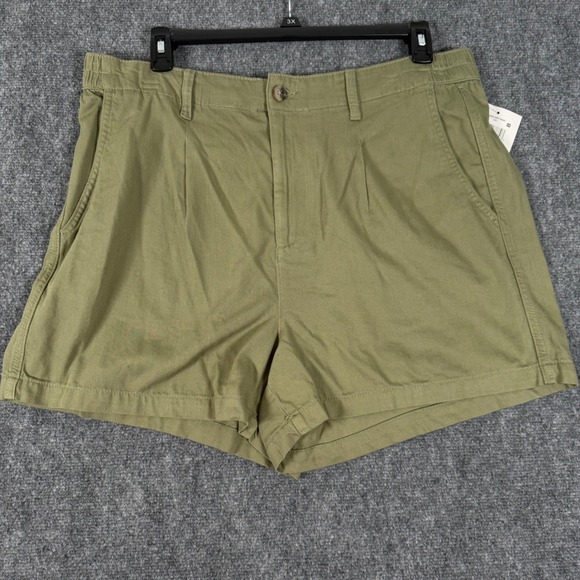 Falls Creek Pleated Short High Waist Casual Chic Olive Green 1X Retro Summer NWT - Picture 1 of 7